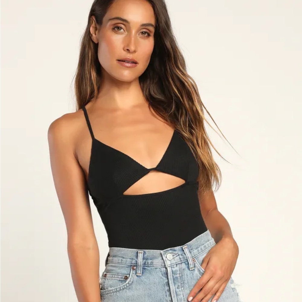 Lulu’s Got You Hooked Black Sleeveless Cutout bodysuit
